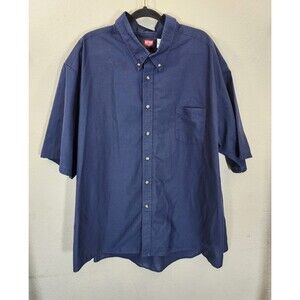 Red Kap Work Shirt Mens 4XL Short Sleeve Navy Blue Poplin Industrial Button Up